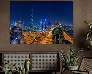Dubai by Night - Burj Khalifa en Downtown Dubai - 6 van Tux Photography