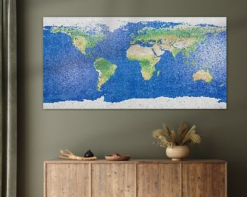 Wereldkaart mozaïek  van Frans Blok
