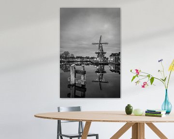 Dutch mill 'De Adriaan' black & white