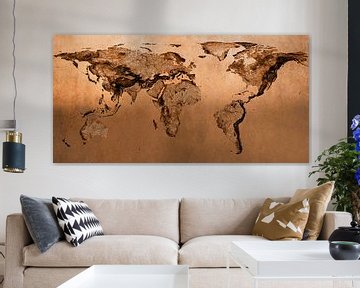 Carte du monde en bronze