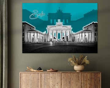 BERLIN Brandenburg Gate | Graphic Art | cyan by Melanie Viola