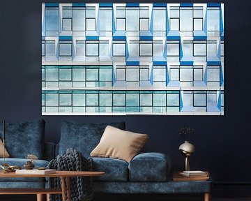 Abstract facade in blue sur Greetje van Son
