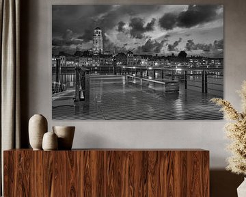 Deventer City Skyline in black and white sur Peter Bolman