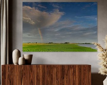 Dutch skies - rainbow over a fresh green landscape by Dirk-Jan Steehouwer