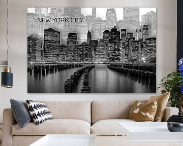 MANHATTAN Skyline | Graphic Art | wit van Melanie Viola