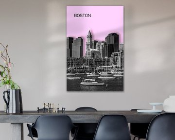 BOSTON Skyline | Graphic Art | roze van Melanie Viola