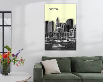 BOSTON Skyline | Graphic Art | yellow by Melanie Viola