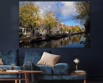 Gracht in de herfst in Amsterdam van Jan Kranendonk
