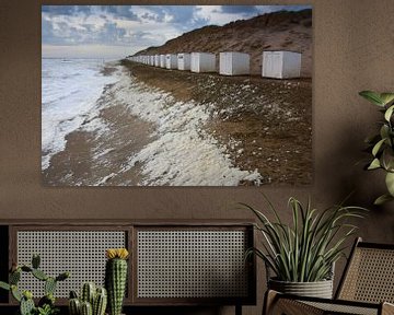 Strandhuisjes Paal 9 Texel zomerstorm van Ronald Timmer