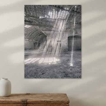 Abandoned sites: Sphinx factory Maastricht beams of light by OK-ART