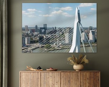 Rotterdam door het topje van de Erasmusbrug  van MS Fotografie | Marc van der Stelt