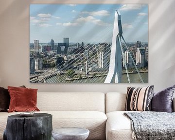 Rotterdam door het topje van de Erasmusbrug  van MS Fotografie | Marc van der Stelt