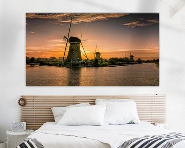 Kinderdijk zonsondergang van Rob van der Teen