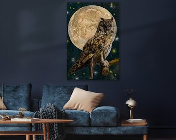 Full moon night - forest owl by Christine Nöhmeier