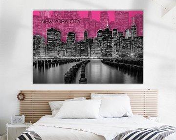 MANHATTAN skyline | Graphic Art | roze van Melanie Viola