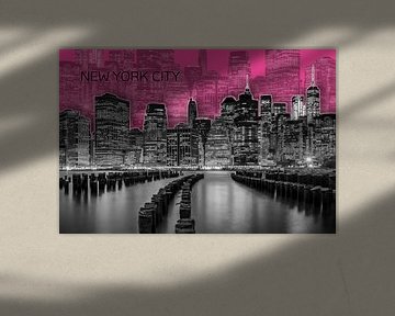 MANHATTAN Skyline | Graphic Art | pink von Melanie Viola