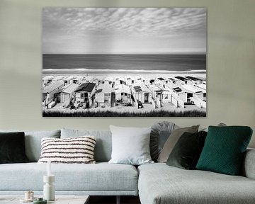 Strandhuisjes in Zandvoort (zwart wit) van Renzo Gerritsen