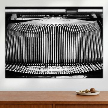 Abstraktes Foto des Typenstangen einer alten Schreibmaschine der Marke Olympia, aus 1936