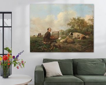 Der Künstler beim malen eienr Kuh, Hendrikus van de Sande Bakhuyzen