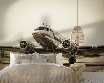 Vintage Douglas DC-3 propeller vliegtuig klaar voor vertrek van Sjoerd van der Wal Fotografie