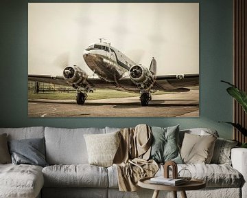 Vintage Douglas DC-3 propeller airplane ready for take off by Sjoerd van der Wal Photography