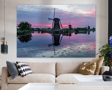 Zonsondergang Kinderdijk van Mark den Boer