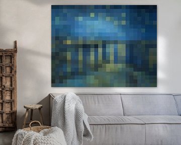 Pixel Kunst: Stern Nacht über der Rhône von JC De Lanaye