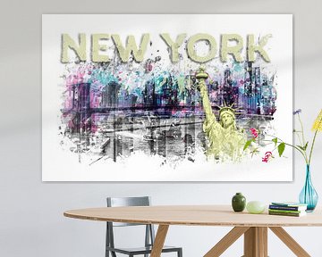 Modern Art NEW YORK CITY Skyline Splashes | geel van Melanie Viola