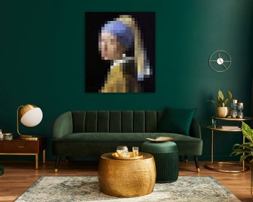 Pixel Art : La fille à la boucle d'oreille en perles  sur JC De Lanaye