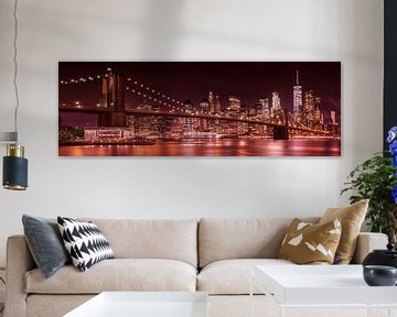 MANHATTAN SKYLINE & BROOKLYN BRIDGE Abendimpressionen | Panorama von Melanie Viola