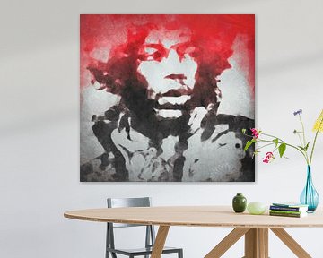 Motief Jimi Hendrix aquarel Pop Art van Felix von Altersheim