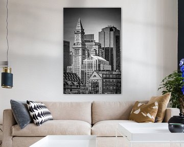 BOSTON Skyline with Custom House Tower | Monochrome sur Melanie Viola