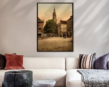 Vismarkt en Nieuwe Kerk, Delft sur Vintage Afbeeldingen