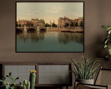 Blauwbrug en Amstel, Amsterdam van Vintage Afbeeldingen