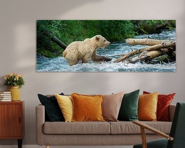 Blonde Grizzly beer steekt de koude rivier over van Michael Kuijl
