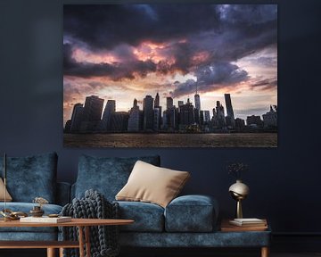 Dark Clouds over Manhattan Skyline by Mark Wijsman