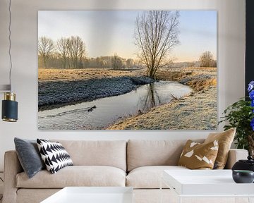 Winter landschap in de vroege ochtendzon van Ruud Morijn