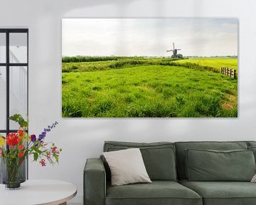Holländisches Poldergebiet mit Windmühle