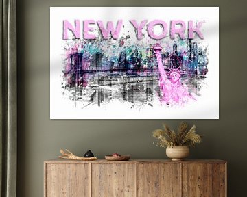 Modern Art NEW YORK CITY Skyline Spatten | roze