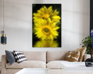 sunflowers in water