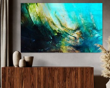STORMY TEAL ABSTRACT PAINTING by Pia Schneider