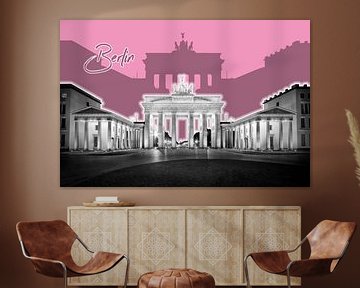 BERLIN Brandenburg Gate | Graphic Art | pink by Melanie Viola