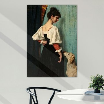 Junge Italienerin mit ihrem Hund Puck (Thérèse Schwartze)