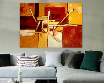 Abstract geel en bruin van Lorette Kos