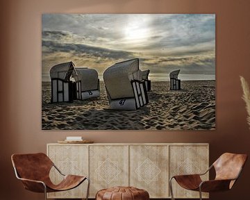 beach chairs in the morning sun van Joachim G. Pinkawa
