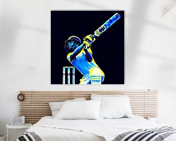 Cricket Sport Art Batter kleurrijk en vierkant van Frank van der Leer