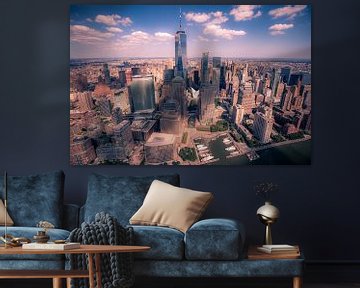 Skyline van Lower Manhattan in New York City van Sander Knoester