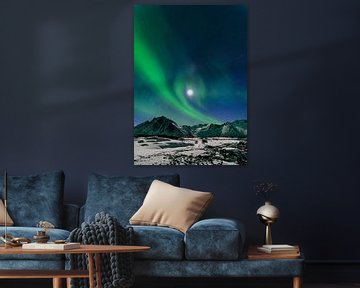 Northern Lights, lumière polaire ou Aurora Borealis dans le ciel nocturne sur l'île de Senja, d