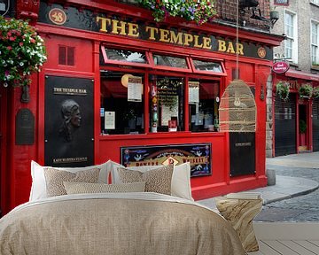 Beroemd rood café in Temple Bar, Dublin in Ierland van iPics Photography