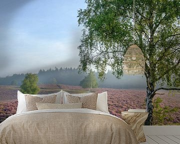 Bloeiende heide op de Veluwe tijdens zonsopkomst van Sjoerd van der Wal Fotografie